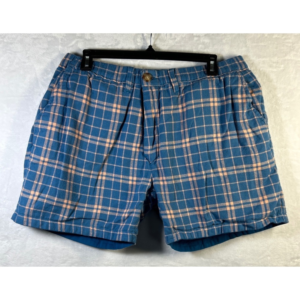 Chubbies Weekend Shorts Mens L (30x5) Blue Orange Plaid Flannel Reversible Cozy